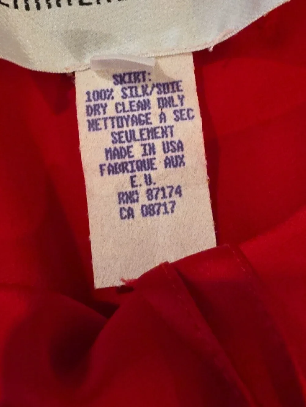 Jeannene Booher vintage Strapless silk Red Midi Dress w/Front Knot size 12 EUC